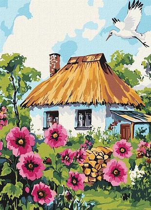 Картина по номерам "мальвы у дома" ©art_selena_ua kho6407, 30x40 см