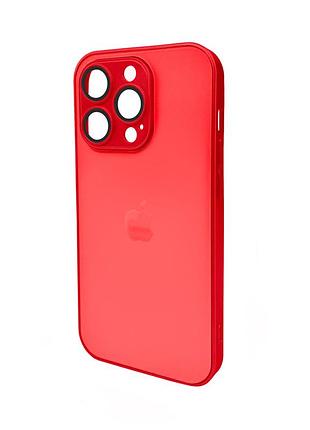 Чохол для смартфона ag glass matt frame color logo for apple iphone 14 pro coke red