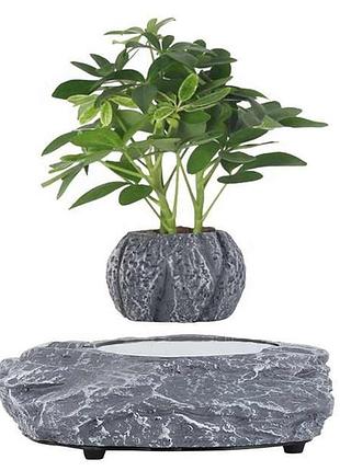 Магнитный левитационный горшок для растений hcnt magnetic levitating pot m5b-p grey