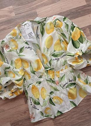 Блуза блузка 🍋🍋🍋 принт лимоны лимони h&m
