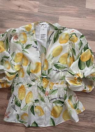 Блуза блузка 🍋🍋🍋 принт лимоны лимони h&m 2