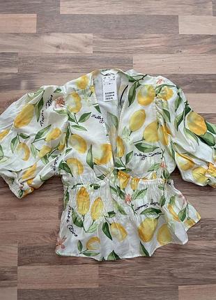 Блуза блузка 🍋🍋🍋 принт лимоны лимони h&m 3