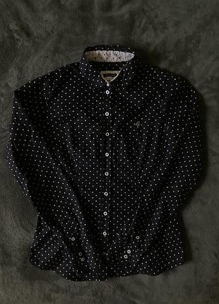 Приталена класична сорочка рубашка s-m в принті polka dot