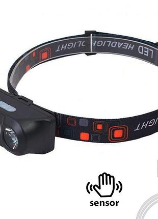 Налобный фонарь аккумуляторный bl-1804a cob+xpe, светодиодный фонарик на голову черный (налобний ліхтар)