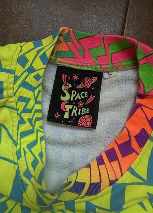 Рідкісний вінтажний лонгслів space tribe psytrance goa rave uv fluorescent