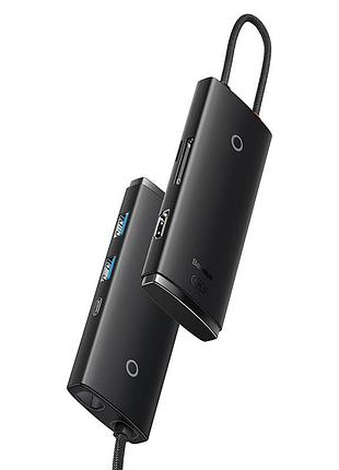 Usb-хаб baseus lite series 6-port type-c hub docking station (type-c to hdmi+usb3.0*2+pd+sd/tf) black 3