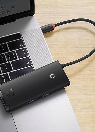 Usb-хаб baseus lite series 6-port type-c hub docking station (type-c to hdmi+usb3.0*2+pd+sd/tf) black 8
