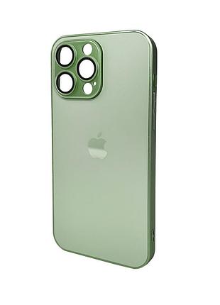 Чохол для смартфона ag glass matt frame color logo for apple iphone 15 pro max light green