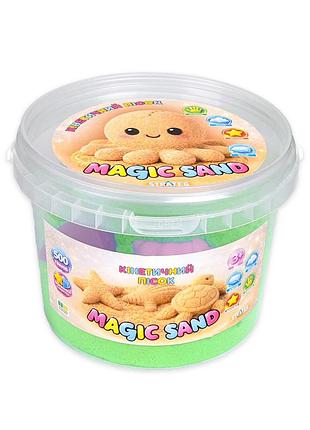 Кинетический песок magic sand 31194 зеленый 500 гр, формочки 4 шт
