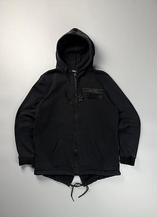 Зіп худі diesel xl чорне з фастексом тепле флісове techwear gorpcore