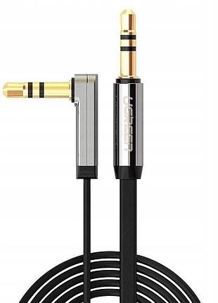 Аудіокабель ugreen av119 3.5mm male to 3.5mm male straight to angle flat cable 2m (black)(ugr-10599)