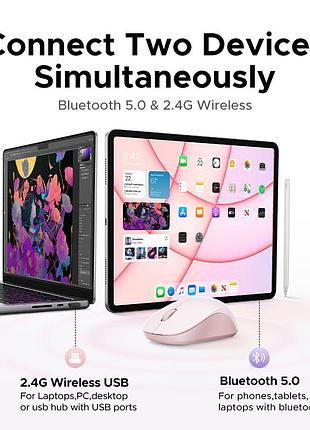 Манипулятор мышь беспроводная ugreen m331 multi-mode wireless mouse pink 4