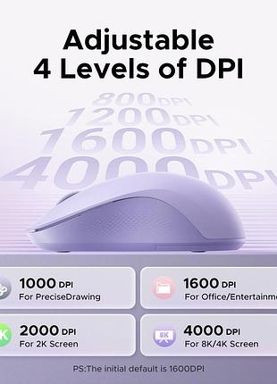 Манипулятор мышь беспроводная ugreen m331 multi-mode wireless mouse pink 5