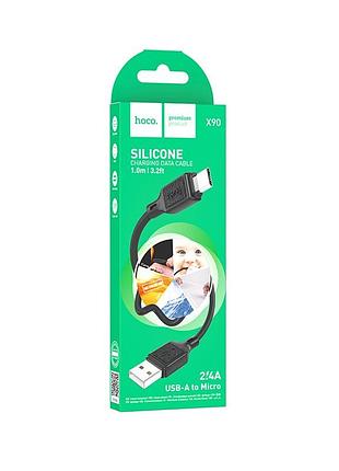 Кабель hoco x90 cool silicone charging data cable for micro black 2