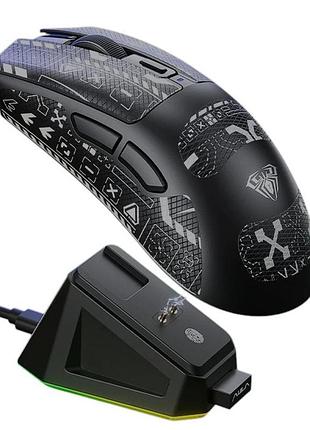 Мышь беспроводная игровая aula sc380 print, 12000 dpi 2,4g+bluetooth black