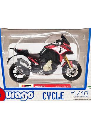 Детская модель мотоцикла "ducati multistrada v4" bburago 18-51030-21 масштаб 1:18