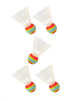 Набор нейлоновых воланов для бадминтона "badminton shuttlecocks" ne-bd-003w белый 5 шт