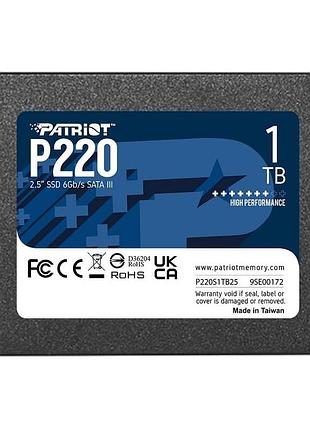 Накопичувач ssd patriot p220 1tb 2.5" 7mm sataiii