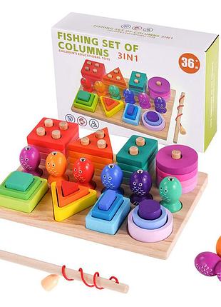 Деревянная игрушка магнитная рыбалка 3 в 1 c15002