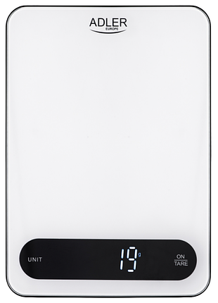 Кухонні ваги adler ad 3177 біло-чорні 10 кг | заряджаються через usb-c