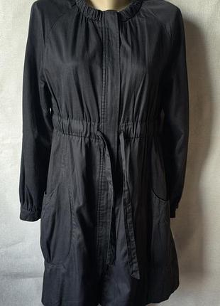 Легкий чорний плащ-вітрівка h&m / подовжена куртка-парка, 100%котон, розмір m