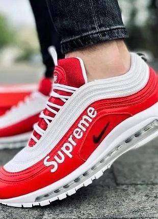 Кросівки nike 97 червоні supreme чоловічі з амортизацією білі найк (розміри: 41,42)
