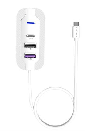 Usb-хаб wuw-c246 3-in-1 usb-c to 2 usb-a, usb-c white