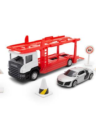 Ігровий набір автомоделей "автоперевізник sсania" 250430u масштаб 1:64