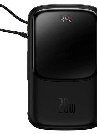 Зовнішній акумулятор baseus qpow pro digital display fast charge 10000mah 20w (type-c cable) black