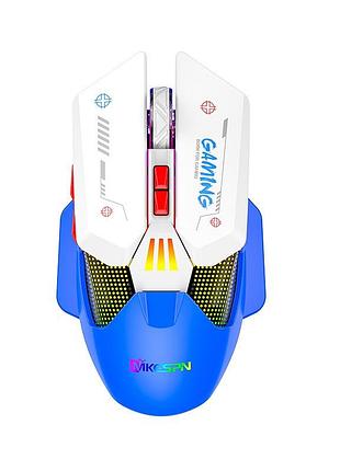 Мышь беспроводная игровая с аккумулятором и подсветкой 2.4 ghz mikespn w19 e-sports blue
