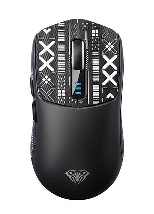 Мышь беспроводная игровая aula sc580 paw3325 print, 12000 dpi 2,4g+bluetooth black