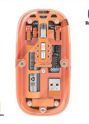Мышь беспроводная, бесшумная t-wolf x11 с аккумулятором 2,4g+bluetooth orange