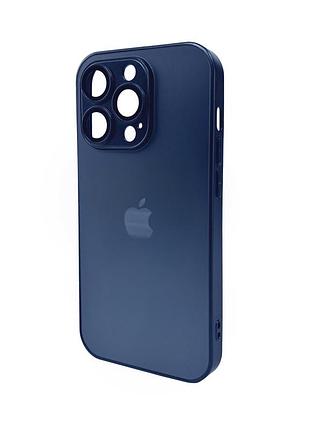 Чохол для смартфона ag glass matt frame color logo for apple iphone 15 pro navy blue