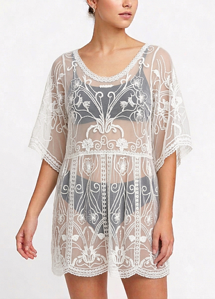 Нежная кружевная пляжная туника-парео в стиле boho ✨