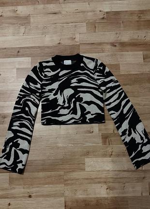 Чорно-білий жіночий теплий светр h&m