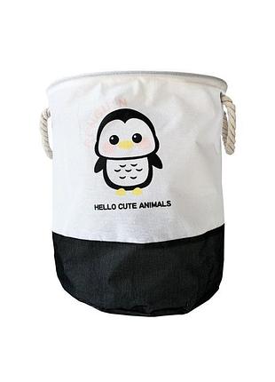 Корзина для игрушек и белья "hello cute animals пингвин" mgz-1006(black) 35 х 40 см