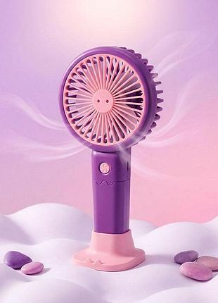 Портативний акумуляторний вентилятор із підшивкою light and handy fan фіолетово-рожевий, мінівентилятор настільний