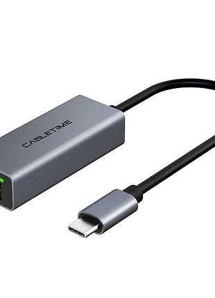 Адаптер cabletime usb type-c - rj45, 100mbps, 0.15 м (cb53g)