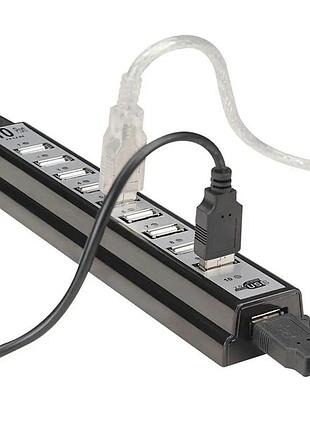 Розгалужувач usb 2.0 на 10 портів, чорний концентратор спідниця-розгалужувач для ноутбука/комп'ютера, спідниця хаб