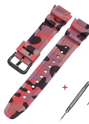 Ремінець для casio g-shock aq-s800/ae-1200 camo red bk