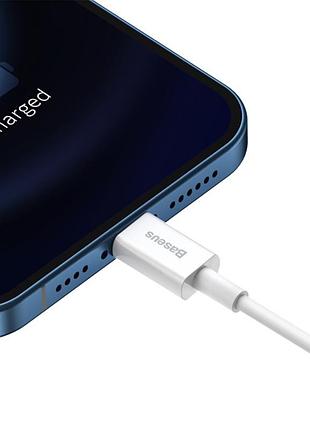 Кабель baseus superior series fast charging data cable usb to ip 2.4a 0.25m white 7