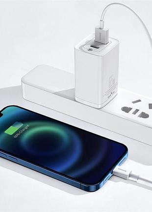 Кабель baseus superior series fast charging data cable usb to ip 2.4a 0.25m white 8