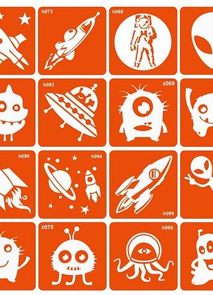 Набор трафаретов для био-тату "monsters and rockets" monsters-and-rockets-16