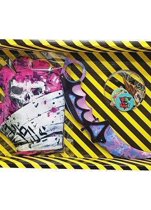 Сувенирные ножи деревянные набор box "керамбит purple camo" karpc-b