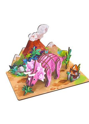 Дерев'яний пазл 3d "triceratops" 68046w 34 деталі