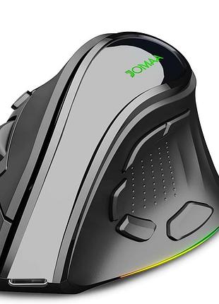 Вертикальная мышь беспроводная, безшумная jomaa v530 с аккумулятором и rgb подсветкой 2,4g+bluetooth black