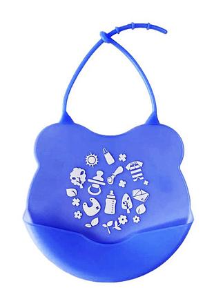 Детский слюнявчик мини mgz-0604(deep-blue) силиконовый