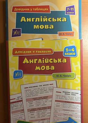 Комплект (2шт) книг англійська мова 1-11 класи довідники у таблицях ю. в. чіміріс