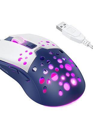 Маніпулятор миша hoco gm51 sky luminous gaming wired mouse white＆blue