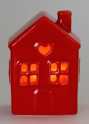 Світлодіодний будиночок (led), червоний, 10,5 см elisey